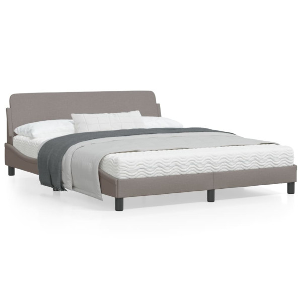Estructura de cama con cabecero de tela gris taupe 160x200 cm D