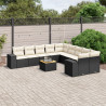 11 pcs conjunto sofás de jardim c/ almofadões vime PE preto 1