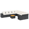 Set de sofás de jardín 11 pzas y cojines ratán sintético negro 2