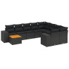 Set de sofás de jardín 10 pzas cojines ratán sintético negro 2