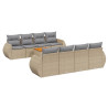 9 pcs conjunto de sofás p/ jardim com almofadões vime PE bege 2