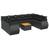 Set de sofás de jardín 10 pzas cojines ratán sintético negro 2