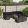 10 pcs conjunto sofás de jardim c/ almofadões vime PE preto 1