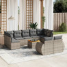 10 pcs conjunto sofás de jardim c/ almofadões vime PE cinzento 1
