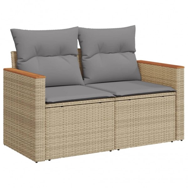 Juego de sofás jardín con cojines beige mezcla 7 pzas ratán PE M 5