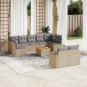 Juego de sofás jardín con cojines beige 10 pzas ratán sintético 1