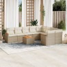 Juego de sofás jardín con cojines beige 10 pzas ratán sintético 1