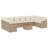 Set de sofás de jardín 11pzas con cojines ratán sintético beige 2