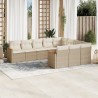 Juego de sofás jardín con cojines beige 10 pzas ratán sintético 1