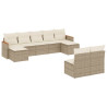 Set de sofás de jardín 9 pzas con cojines ratán sintético beige 2
