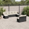 Set de sofás de jardín 8 piezas y cojines ratán sintético negro 1