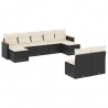 Set de sofás de jardín 8 piezas y cojines ratán sintético negro 2