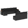 10 pcs conjunto sofás de jardim c/ almofadões vime PE preto 2