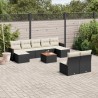 Set de sofás de jardín 10 pzas cojines ratán sintético negro 1