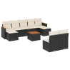 10 pcs conjunto sofás de jardim c/ almofadões vime PE preto 2