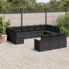 13 pcs conjunto de sofás de jardim com almofadões vime PE preto 1