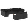 13 pcs conjunto de sofás de jardim com almofadões vime PE preto 2