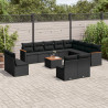 13 pcs conjunto de sofás de jardim com almofadões vime PE preto 1
