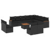 13 pcs conjunto de sofás de jardim com almofadões vime PE preto 2
