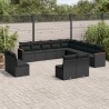 13 pcs conjunto de sofás de jardim com almofadões vime PE preto 1