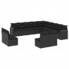 13 pcs conjunto de sofás de jardim com almofadões vime PE preto 2