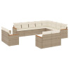 12 pcs conjunto de sofás p/ jardim com almofadões vime PE bege 2