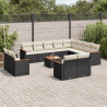 13 pcs conjunto de sofás de jardim com almofadões vime PE preto 1