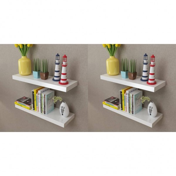 Estantes de pared 4 unidades blanco 60 cm D