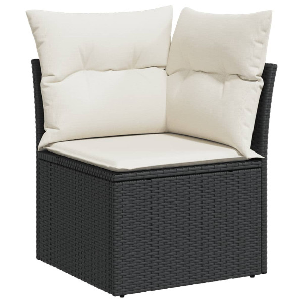 8 pcs conjunto sofás de jardim com almofadões vime PE preto M 4