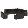 13 pcs conjunto de sofás de jardim com almofadões vime PE preto 2