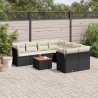 Set de sofás de jardín 8 piezas y cojines ratán sintético negro 1