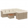 Set de sofás de jardín 9 pzas con cojines ratán sintético beige 2