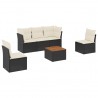 6 pcs conjunto sofás de jardim c/ almofadões vime PE preto 2