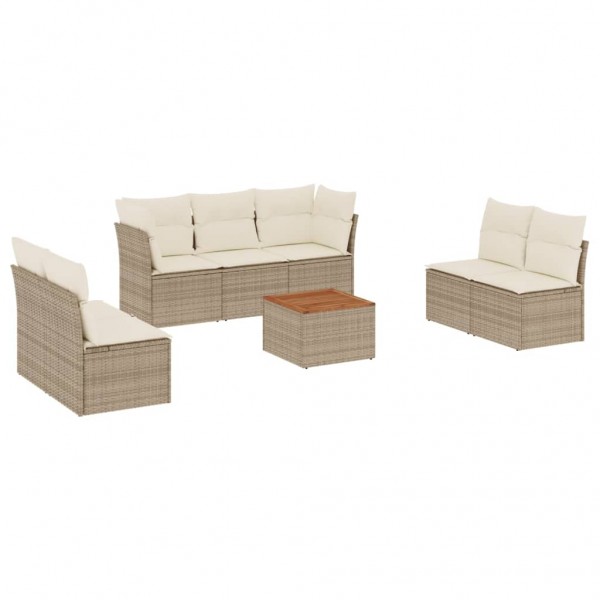 8 pcs conjunto de sofás p/ jardim com almofadões vime PE bege M 2