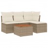 5 pcs conjunto de sofás p/ jardim com almofadões vime PE bege 2