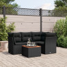 5 pcs conjunto sofás de jardim com almofadões vime PE preto 1