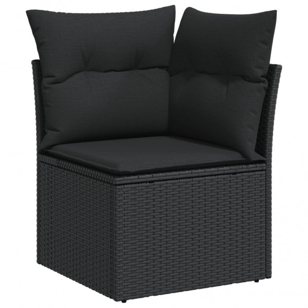 6 pcs conjunto sofás de jardim c/ almofadões vime PE preto M 5