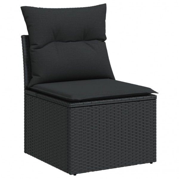 Set de sofás de jardín 6 piezas y cojines ratán sintético negro M 4
