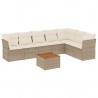 8 pcs conjunto de sofás p/ jardim com almofadões vime PE bege 2