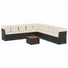 10 pcs conjunto sofás de jardim c/ almofadões vime PE preto 2