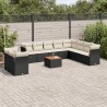 Set de sofás de jardín 11 pzas y cojines ratán sintético negro 1