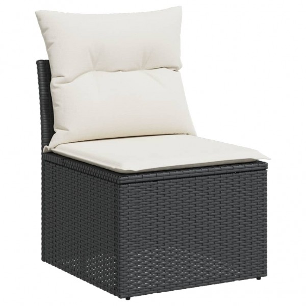 11 pcs conjunto sofás de jardim c/ almofadões vime PE preto M 4