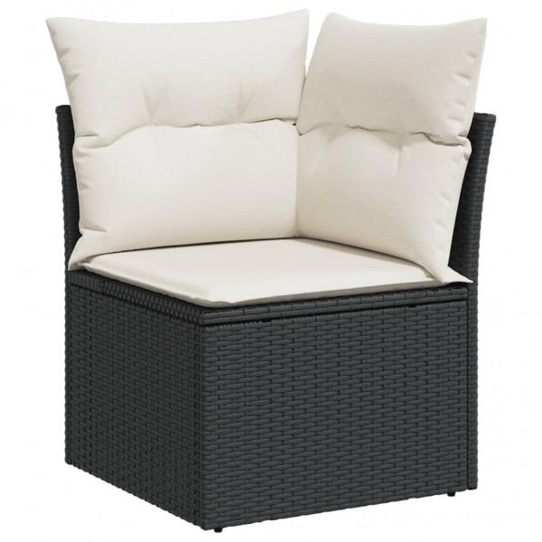 12 pcs conjunto de sofás de jardim c/ almofadões vime PE preto M 5
