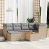 7 pcs conj. sofás jardim c/ almofadões vime PE bege misturado 1