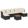 8 pcs conjunto sofás de jardim com almofadões vime PE preto 2