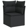 10 pcs conjunto sofás de jardim c/ almofadões vime PE preto 5