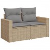 4 pcs conj. sofás jardim c/ almofadões vime PE bege misturado 4