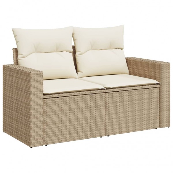 Juego de sofás jardín con cojines 5 pzas ratán sintético beige M 4