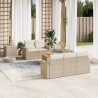 Juego de sofás jardín con cojines 6 pzas ratán sintético beige 1