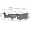 9 pcs conjunto sofás p/ jardim com almofadões vime PE cinzento 3
